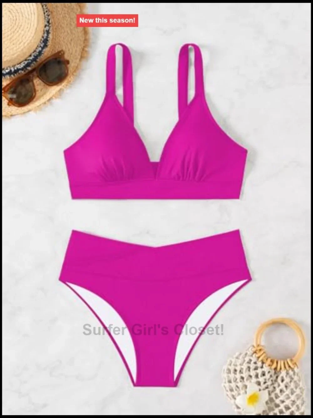 Sexy Ribbed Bikini Set High Waisted V-Cut Cheeky High Leg Longline Swimsuit